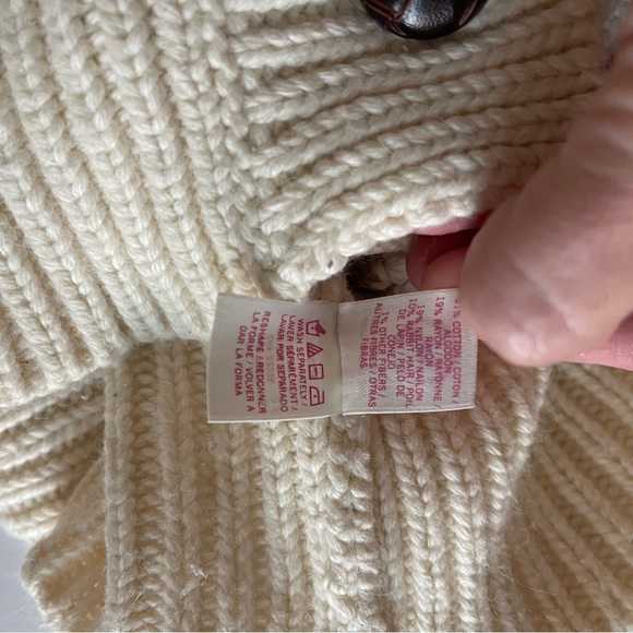 VS PINK peace, love and pink fair isle hoodie heavy knit cardigan sweater - Picture 7 of 14